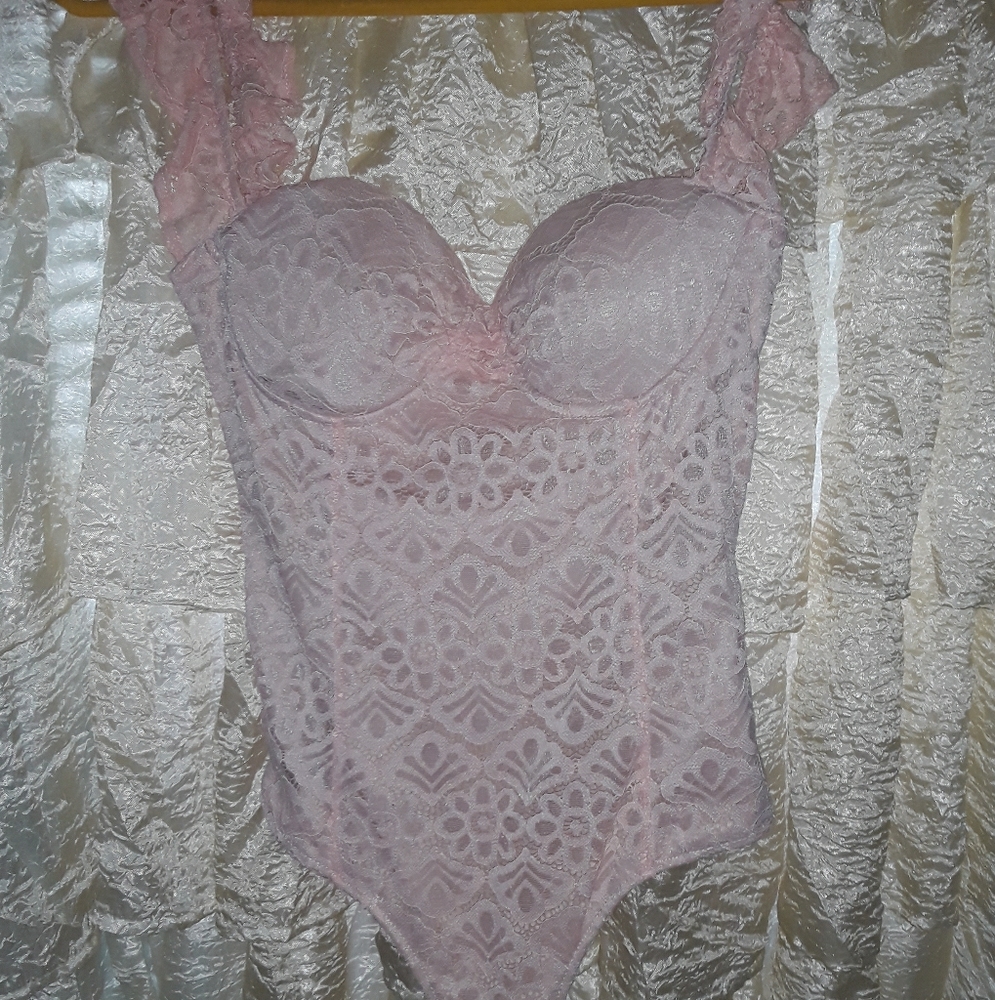 LuLu's pink lace bodysuit.
